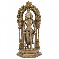 कांस्यलोहः महाविष्णुः (प्रभावलीसहितम्) [Bronze Mahavishnu Standing Idol with Prabhavali]